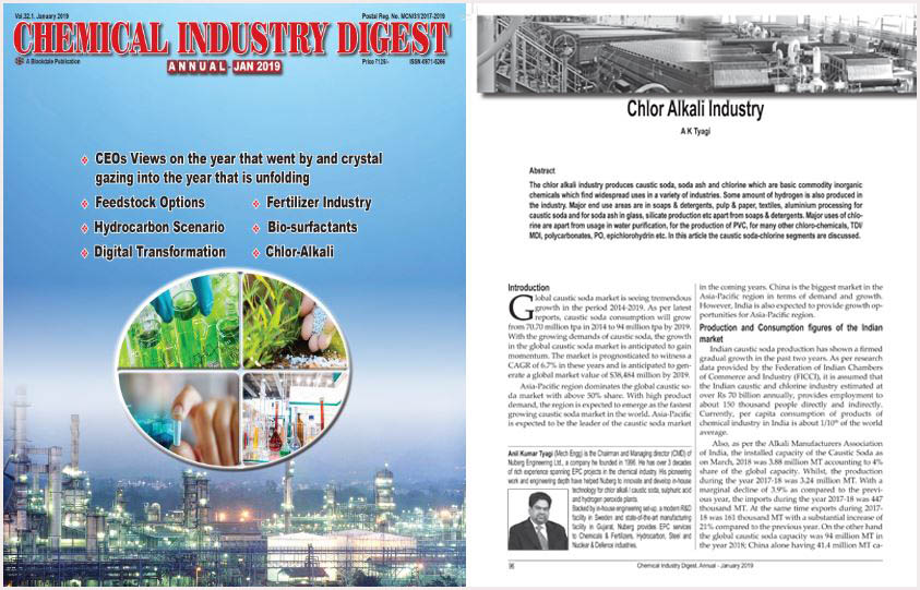 Chemical Industry Digest Magazine – Chlor Alkali Industry views and analysis by AK Tyagi, Nuberg EPC