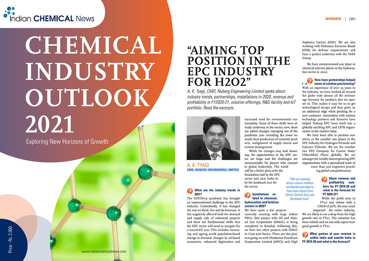 AK Tyagi, Chairman & Managing Director, Nuberg Engineering Ltd., interview with Chemical Industry Outlook 2021