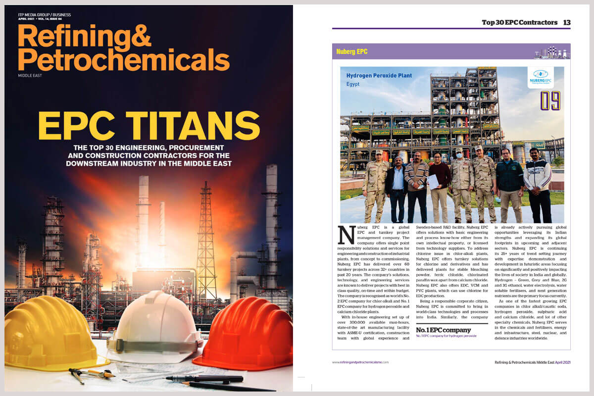 Nuberg EPC recognized among the top 30 EPC companies by Refining & Petrochemicals Middle East Magazine