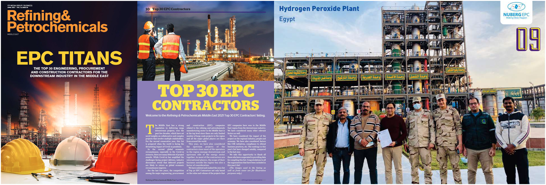 Nuberg EPC recognized among the top 30 EPC companies by Refining & Petrochemicals Middle East Magazine