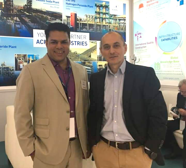 Arun Tyagi, Head - Marketing interact with guest at ACHEMA 2018