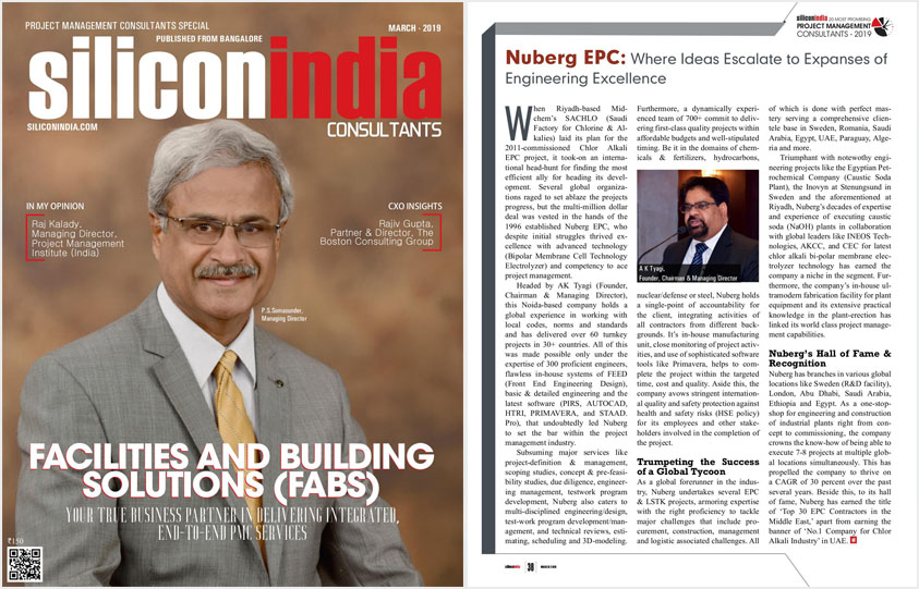 SiliconIndia– 20 Most Promising, Project Management Consultants, Nuberg EPC