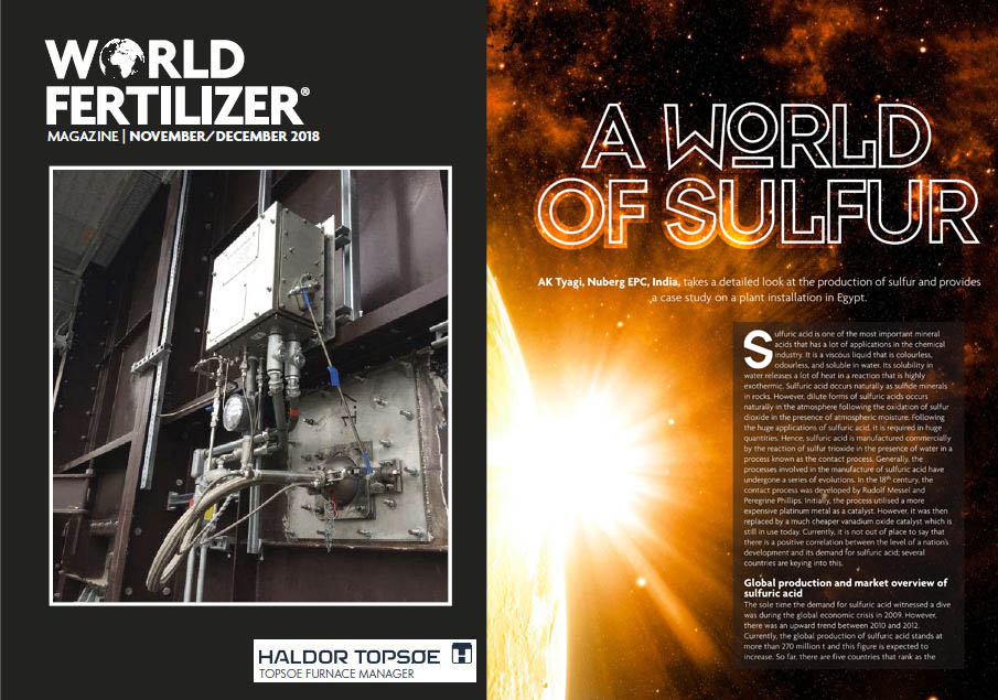 World Fertilizer Magazine – A World of Sulfur by AK Tyagi, Nuberg EPC